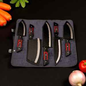 Custom Hand <b>Forged</b> Premium High Carbon Carbon Steel Chef Knife Powder Coated Kitchen Knives Chef Set Comes With Leather Sheath. - Product Image 3