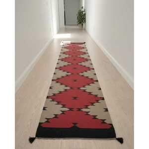 Red Southwestern Washable <b>Hallway</b> <b>Runner</b> <b>Rug</b> Handmade Boho Tribal Geometric Design - Product Image 1