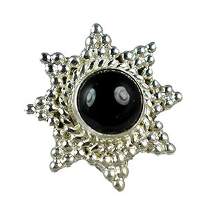 Navya <b>Craft</b> Handmade 925 Solid Sterling Silver Star Boho <b>Ring</b> with Natural Black Onyx and July Birthstone Unisex Everyday Wear - Product Image 1