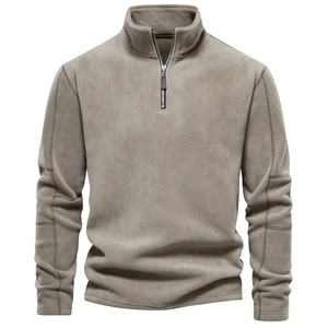 Sudadera de moda de alta calidad para hombre de otoño e invierno, cuello levantado, media cremallera, manga larga, Sudadera con capucha, anticontracción, tejido sólido de talla grande - Product Image 6