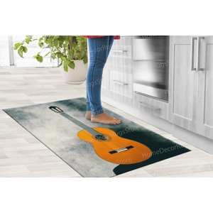 Alfombra con Estampado de Guitarra, Regalo para Guitarrista, Decoración para Sala de Música, Antideslizante, con Pelo Suave - Product Image 4