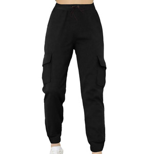 Pantalones Cargo Jogger de lona rosa para mujer, pantalones de chándal transpirables de cintura alta con bolsillos, talla XL informal para gimnasio, salón, uso diario - Product Image 4