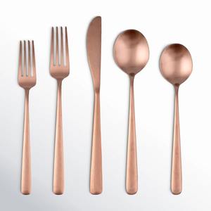 Ensemble de couverts de mariage en bois rose doré de luxe moderne, finition mate, service de couverts pour 4, cuivre satiné - Product Image 1