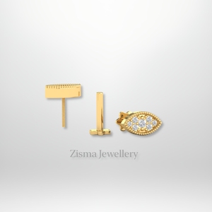 Boucles d'oreilles de luxe en forme d'oeil de diamant 14K 18K or massif Protection Piercing bijoux véritables diamants de laboratoire et naturels certifiés - Product Image 1