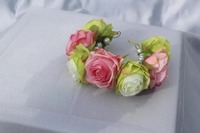 Gajra Bunga Mawar Buatan Tangan untuk Wanita, Gelang Tangan/Korsase Bunga/Gelang Floral untuk Nikah, Mehndi & Pakaian Pesta