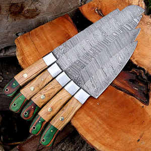 Ensemble de couteaux de chef de cuisine 2024 Offre Spéciale 5 pièces en acier damas avec manche en bois - Product Image 2