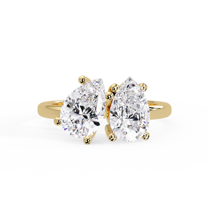 Bagues Toi et Moi Minimalistes Modernes en Or Massif 18K avec Diamant de Laboratoire Taille Poire 2.0 CT Certifié IGI – Bague de Fiançailles et Bijoux de Mariage - Product Image 3