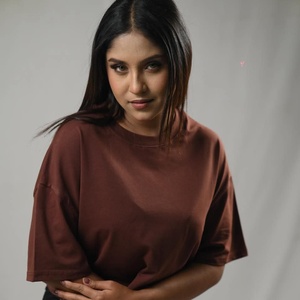 Camisetas de color púrpura de talla grande para mujer, camisetas de color sólido informales a la moda de diseño personalizado para mujer de Bangladesh - Product Image 4