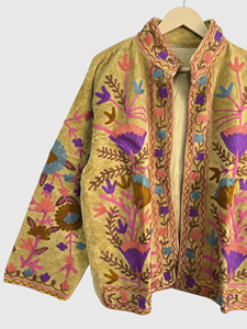 Veste en lin brodée de fleurs, col montant, manches longues, style Prairie Chic, vêtements de printemps pour femmes - Product Image 4