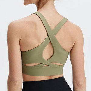 Sujetador deportivo personalizado de doble cara con espalda cruzada, sin aros, para yoga y fitness, transpirable, con tiras, ropa deportiva de gimnasio de secado rápido, talla mediana - Product Image 2