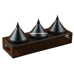 Cuenco de madera para chocolate con cubierta de metal Acabado personalizado Nuevo cuenco dulce Cuenco de chocolate de madera nuevo elegante de alta calidad - Product Image 3