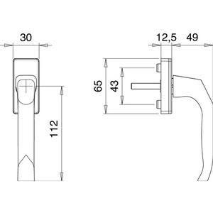 Manija de ventana de aluminio estándar blanca para tráfico, 1003/1035, F9016/EDI, 35 mm, para persianas y contraventanas - Product Image 3