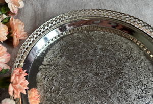 Vintage Silver Plated round Serving Tray Factory Direct Engraved Silver Tray Gift for Weddings and New Kitchen Openings - Product Image 6