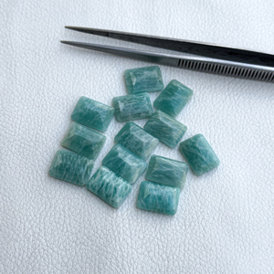 หินอเมซอนธรรมชาติขนาด7x9มม. อัญมณีทรงแปดเหลี่ยมเพชรพลอยหลวมเครื่องประดับหินแอมะซอไนต์สีฟ้า - Product Image 1