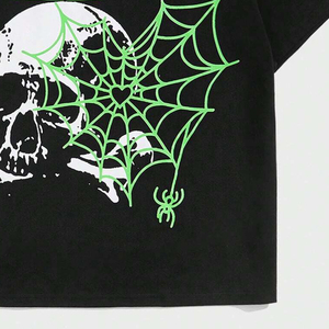 เสื้อยืดผู้ชายพรีเมียมสั่งทำพิเศษลายหัวกะโหลกพิมพ์ตัวอักษรทรงปกติ แขนสั้นลำลอง ดีไซน์ไหล่ตก ผ้าฝ้าย 100% ขายส่ง - Product Image 5