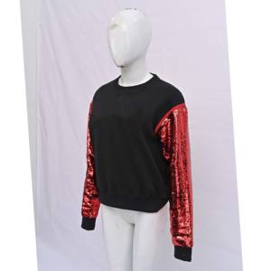 Nueva llegada cuello redondo lentejuelas manga larga transpirable venta al por mayor precio de fábrica día de juego para Mardi Gras mujeres sudaderas - Product Image 2