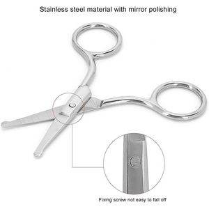 Tijeras de acero inoxidable Premium con acabado de espejo Tipo de hoja curva para cejas Nariz Bigote Barba Recorte Herramienta de belleza - Product Image 3