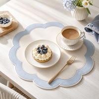 Set de table de luxe en cuir PVC imperméable à bord festonné, moderne, pour mariage