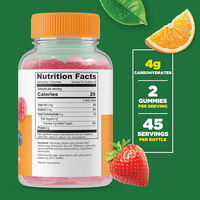 Gummies de glucose aromatisées aux fruits sans gluten, véganes et sans gélatine, pour adultes, stimulant d'énergie, marque privée, logo personnalisé, 45 portions