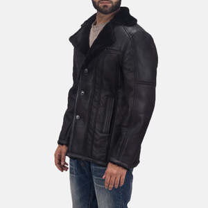 Abrigo de Cuero GLOBAL LEATHER para Hombre, Modelo Furcliff, Doble Cara, con Capucha, Estilo Vintage, Forrado de Lana, Tipo Gabardina - Product Image 1