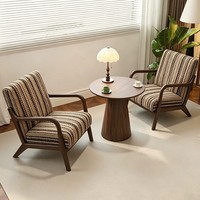Ensemble de chaises longues en bois massif, 2 chaises, table basse ronde, chaises d'appoint modernes pour salon, meubles de maison, vente en gros, OEM, ODM, sur mesure