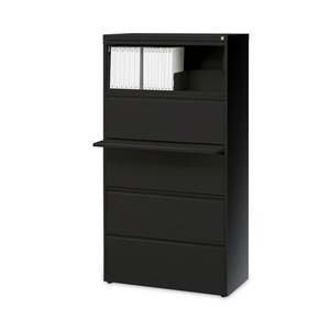 Alera 26144 Black Lateral <b>File</b> Cabinet with 5 Legal/Letter/<b>A4</b>-Size <b>File</b> Drawers 30 In. X 18.62 In. X 67.62 In. - Product Image 1