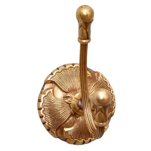 Gold Finished Double Prong Brass Hook Latest Design <b>Wall</b> <b>Mounted</b> Decorative Hooks for Living Room for Hanging Coat & Hat - Product Image 1