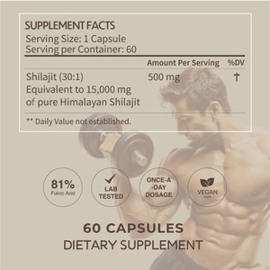 Capsules de complexe minéral Shilajit de l'Himalaya en gros, 500 mg, concentré 30X |   Complément alimentaire en marque privée OEM, 60 unités - Product Image 6