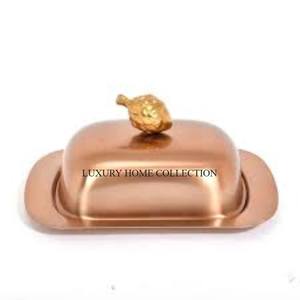 Plato de mantequilla de metal en relieve decorativo aspecto elegante perfecto para los amantes de la decoración vintage y los encantadores accesorios de cocina - Product Image 1