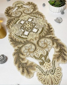 Decoración contemporánea de lujo para comedor, juego de corredor con cuentas de nueva forma con mantel a juego, corredor con cuentas de estilo moderno - Product Image 2