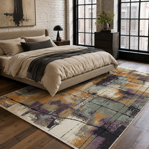Netline Home Loomed Linework Golden Modern <b>Washable</b> <b>Rug</b> - Product Image 3