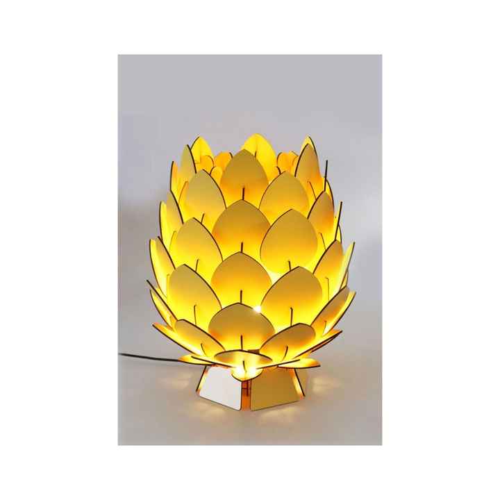 Decorative Wooden Pine Cone Lampshade Yellow