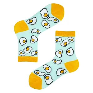 Green Egg Patterned Knitted 100% Cotton Casual Children's <b>Socks</b> Breathable High-Ankle - Product Image 1
