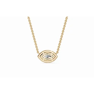 Pendentif exclusif pour vos yeux, halo marquise, diamant seul, 0,970 ct, diamant cultivé en laboratoire, bijoux fins, design éthique et luxueux - Product Image 3