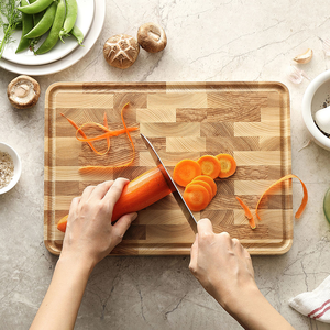 Planche à découper en bois de frêne naturel XINZUO, nouvelle conception avec rainure de drainage, couture sans couture, antidérapante, blocs à découper de cuisine réversibles - Product Image 2
