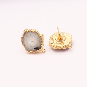 Mode Boucles D'oreilles Naturel Solaire Quartz Pierres Précieuses Boucles D'oreilles Paires Conception À La Main 24k Plaqué Or Boucle D'oreille pour Filles \ femmes - Product Image 2