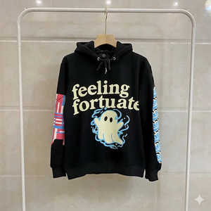 Sweat à capuche oversize en coton pour homme, fermeture éclair quart de tour, noir délavé, style hip-hop, poche, fabricant en gros - Product Image 3