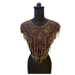 2025 Maroon Velvet Embroidered Designer Sequins Cape with 100% Cotton <b>Fabric</b> at Best Prices From India - Product Image 1