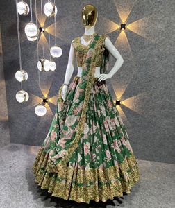 Blusa étnica de alta calidad de imitación Georgette Lehenga Choli para mujer, conjunto Dupatta, estampado Digital de estilo pakistaní para bodas indias - Product Image 1