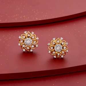 Boucles d'oreilles en zircon 188089 plaquées or 14k/18k, or rose, clous d'oreilles en forme de fleur et de goutte d'eau sertis de diamants pour fiançailles et mariage - Product Image 2