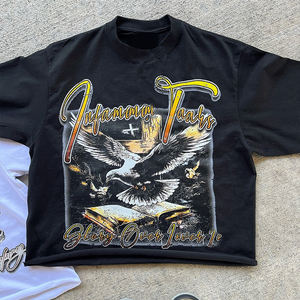 Logo personnalisé vintage unisexe impression directe d'usine T-shirt léger col rond Streetwear T-shirt surdimensionné lourd - Product Image 2