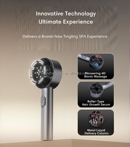 Venta al por mayor inteligente masajeador de cabeza eléctrico 2 en 1 luz roja masajeador raíz peine aplicador botella - Product Image 5