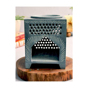 Pierre ollaire de forme carrée unique faite à la main avec brûleur à mazout d'arôme de travail de sculpture pour hôtel et restaurant - Product Image 1