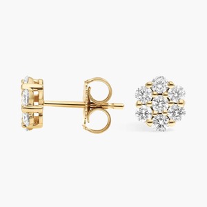 14K White Gold F VS2 Round Cluster Flower Lab Grown Diamond Prong <b>Stud</b> <b>Earrings</b> 0.75 Ct Total Rhodium Finish Floral Cluster - Product Image 2