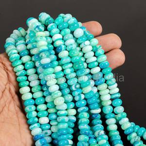 Perles de pierres précieuses lisses d'opale verte naturelle ombragées 8mm perles de rondelle d'opale pour la fabrication de bijoux en gros 16 "bonbons opale pierre en vrac - Product Image 3