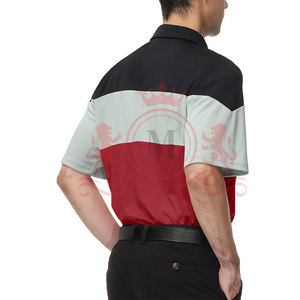 Urban <b>Colour</b> Block Polo Shirt Black Red Grey Premium Fabric Modern Fit Short Sleeve Stylish Everyday Clothing - Product Image 2