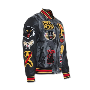 Veste de baseball varsity à lettres brodées en molleton à imprimé camouflage personnalisé, patch épais en coton, patchwork, prix bas - Product Image 3