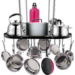 Support mural en acier pour casseroles, couvercles et ustensiles, avec crochets de suspension, organiseur de cuisine, fabriqué en Inde - Product Image 6