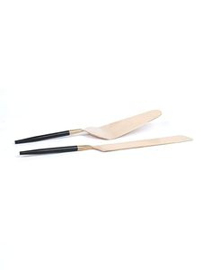 Meilleur prix couteau à gâteau de luxe en acier inoxydable or et noir serveur couteau à gâteau de mariage et ensemble de serveur de bonne qualité - Product Image 2