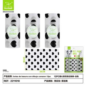 Sacchetti per Rifiuti con Motivo a Cuore per lo Smaltimento dei Rifiuti Canini, Soluzione per la Rimozione dei Rifiuti degli Animali Domestici - Product Image 1